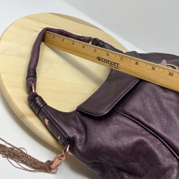 Laundry By Shelli Segal Bag SOFT Lambskin Leather Hobo  Color Eggplant - Picture 15 of 15